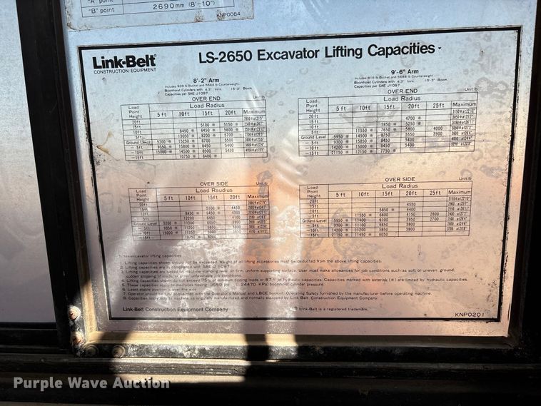 image for item DW7450 Link-Belt LS-2650C Series II excavator