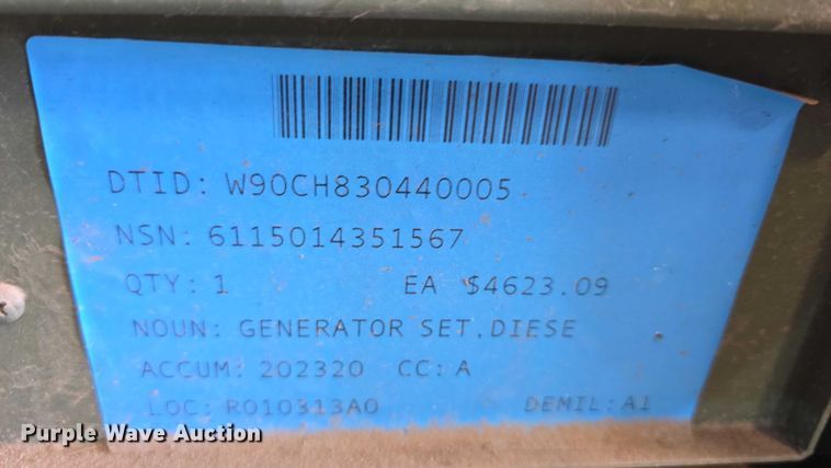 image for item DZ3809 2008 Dewey Electronics MEP501A generator