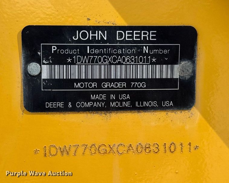 image for item EA2277 2010 John Deere 770G motor grader