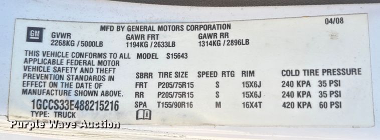 image for item EC8196 2008 Chevrolet Colorado Crew Cab pickup truck