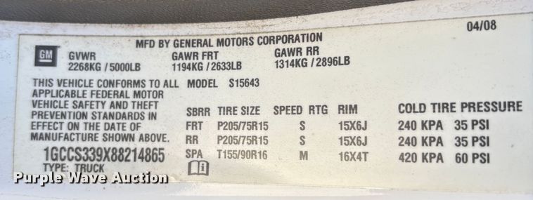 image for item EC8198 2008 Chevrolet Colorado Crew Cab pickup truck