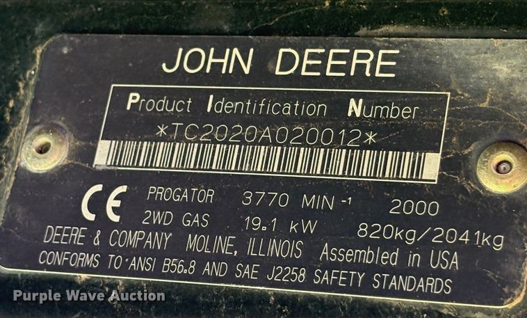 image for item EC8202 2001 John Deere ProGator utility vehicle