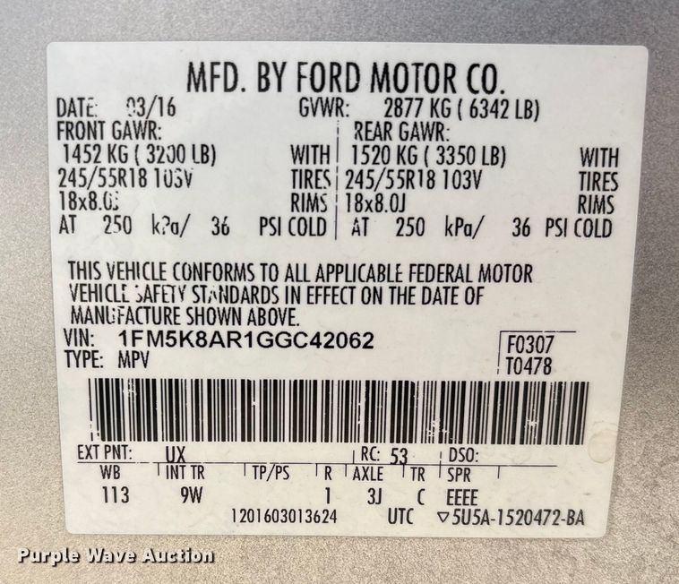 image for item EE4387 2016 Ford Explorer Police Interceptor SUV