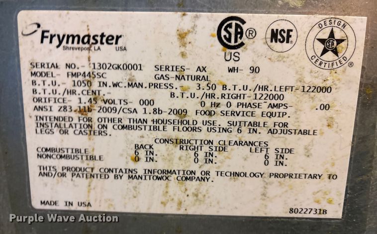 image for item EI5690 Frymaster FMP445SC fryer