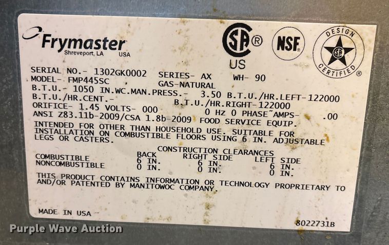 image for item EI5690 Frymaster FMP445SC fryer