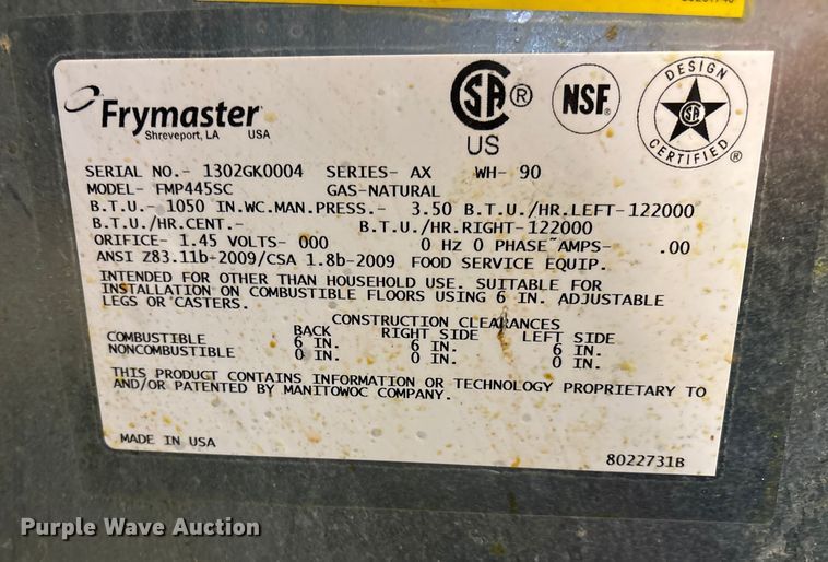 image for item EI5690 Frymaster FMP445SC fryer