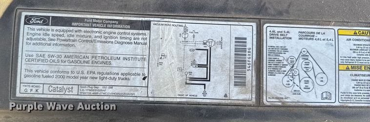 image for item EN0837 2000 Ford F150 Ext. Cab pickup truck