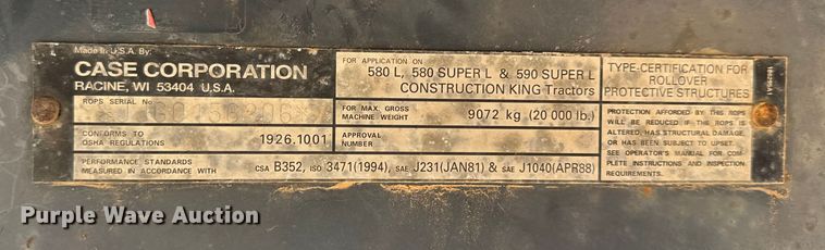 image for item EN0883 1999 Case 580 Super L Series 2 backhoe