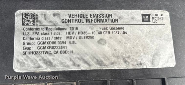 image for item EN0895 2016 Chevrolet Express 3500 Van