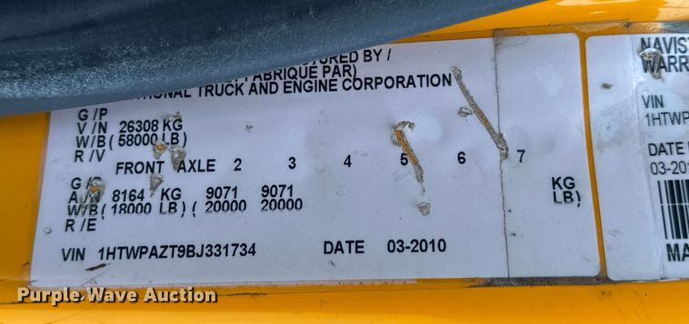 image for item EN0898 2011 International 7500 dump truck