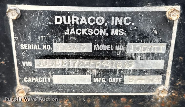 image for item EN3974 2014 Duraco 1000TT pothole patcher