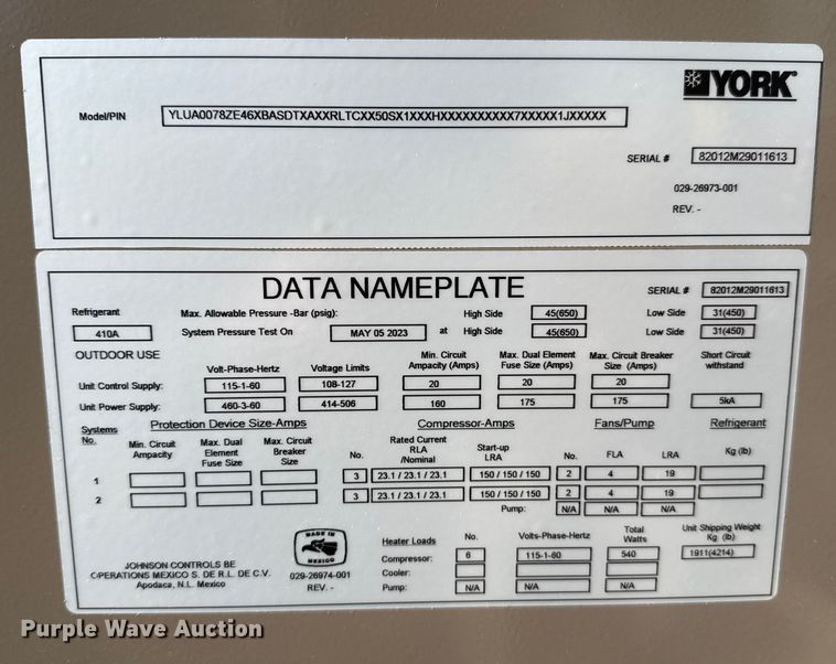 image for item EP2810 (2) York HVAC systems