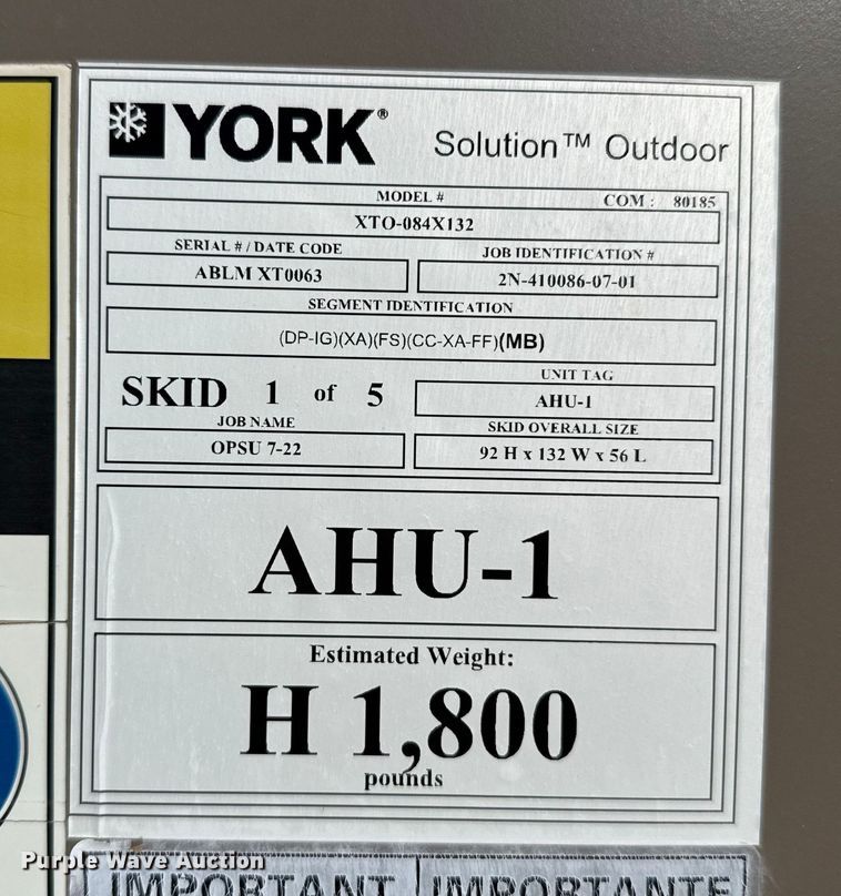 image for item EP2810 (2) York HVAC systems