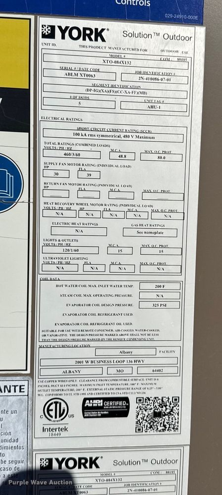 image for item EP2810 (2) York HVAC systems