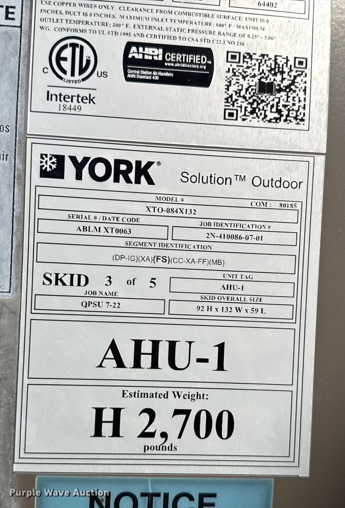 image for item EP2810 (2) York HVAC systems