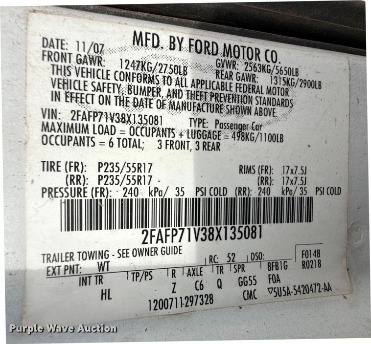 image for item EP2847 2008 Ford Crown Victoria Police Interceptor 