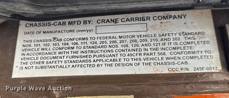 image for item ER0384 2007 Crane Carrier Company refuse truck