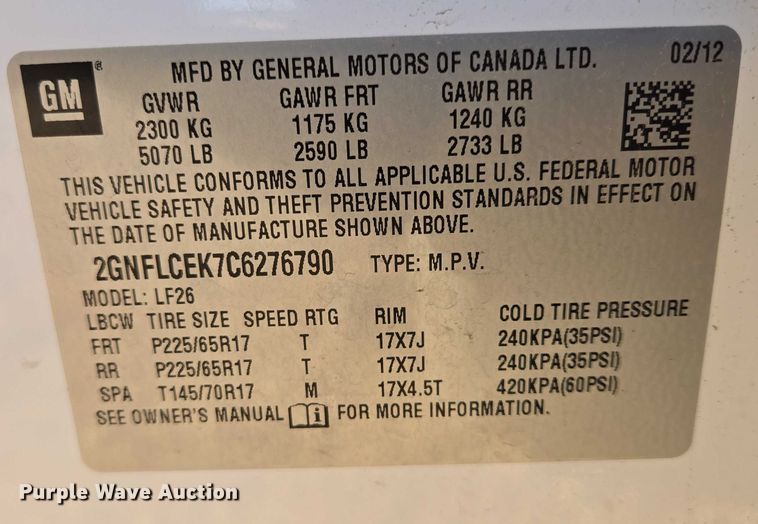 image for item ES2677 2012 Chevrolet Equinox SUV