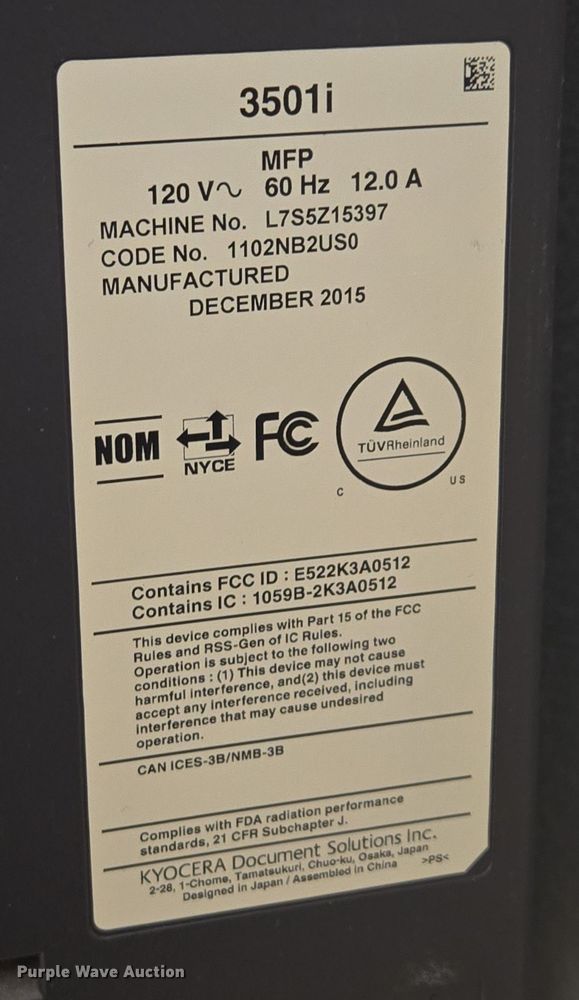 image for item ES2702 Taskalfa 3501i copier