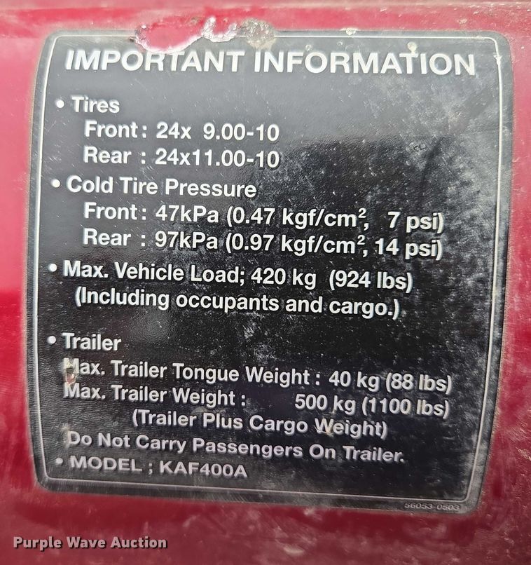 image for item ES2715 2013 Kawasaki Mule 610 utility vehicle