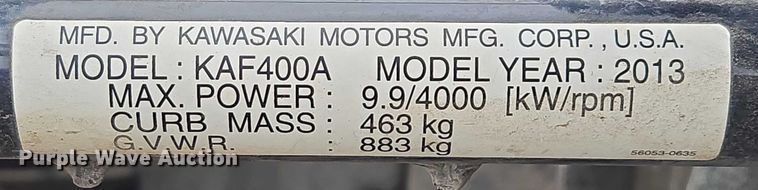 image for item ES2715 2013 Kawasaki Mule 610 utility vehicle