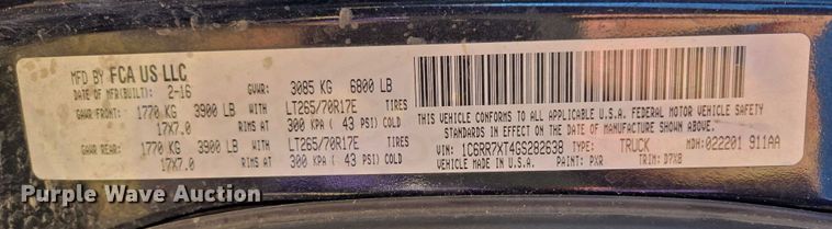 image for item ES2733 2016 RAM 1500 SSV Crew Cab pickup truck