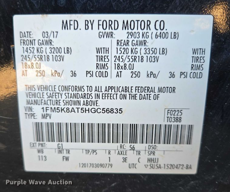 image for item ES2735 2017 Ford Explorer Police Interceptor SUV