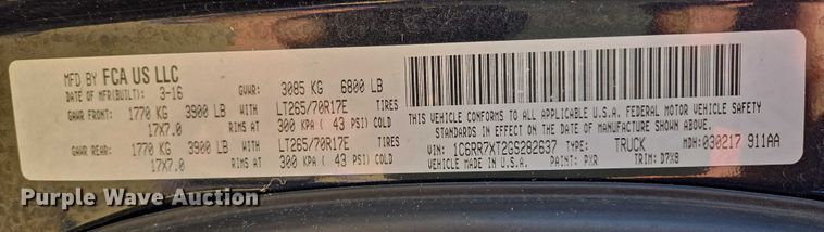 image for item ES2736 2016 RAM 1500 SSV Crew Cab pickup truck