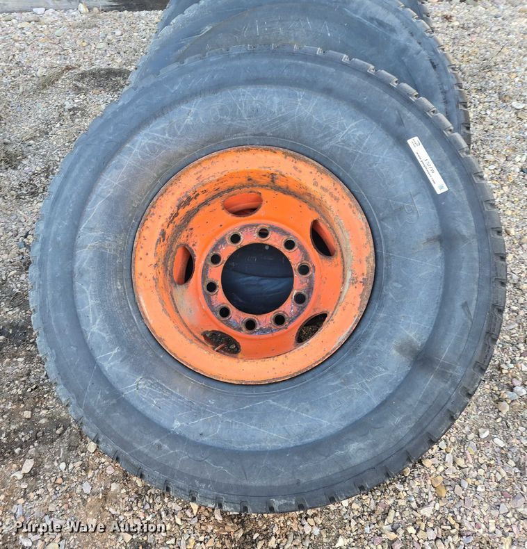 image for item ES2739 (4) 14.00R20 Goodyear tires and wheels