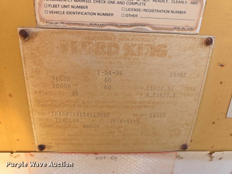 image for item ES2742 1996 Load King The Originator 2466 bottom dump trailer