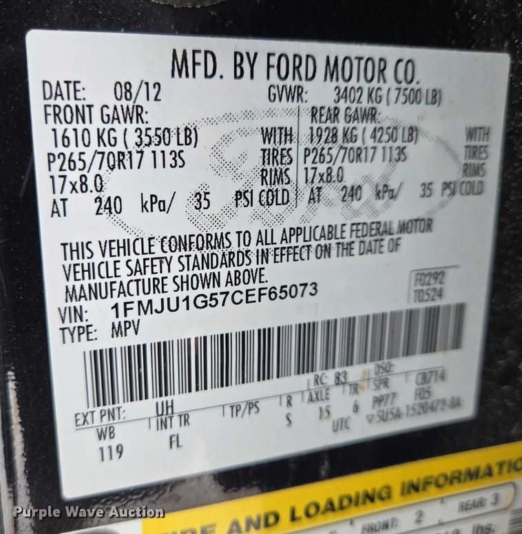 image for item ES2807 2012 Ford Expedition SUV