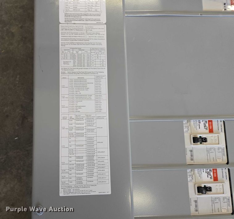 image for item ES2820 2011 Eaton Pow-R-Line PRL4 panelboard
