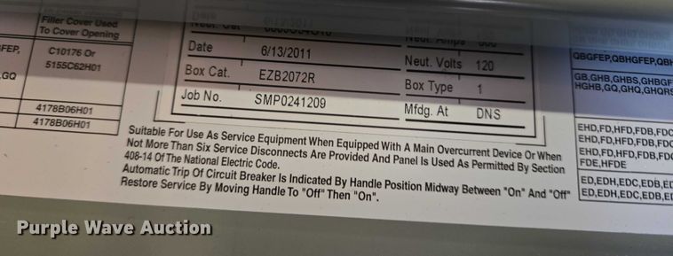 image for item ES2821 2011 Eaton electrical panel