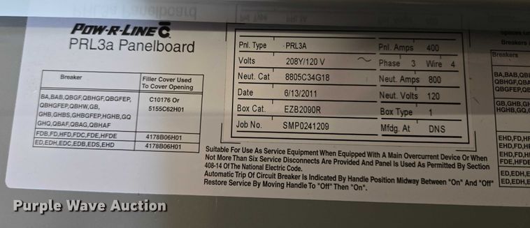 image for item ES2822 2011 Eaton PRL3a electrical panel