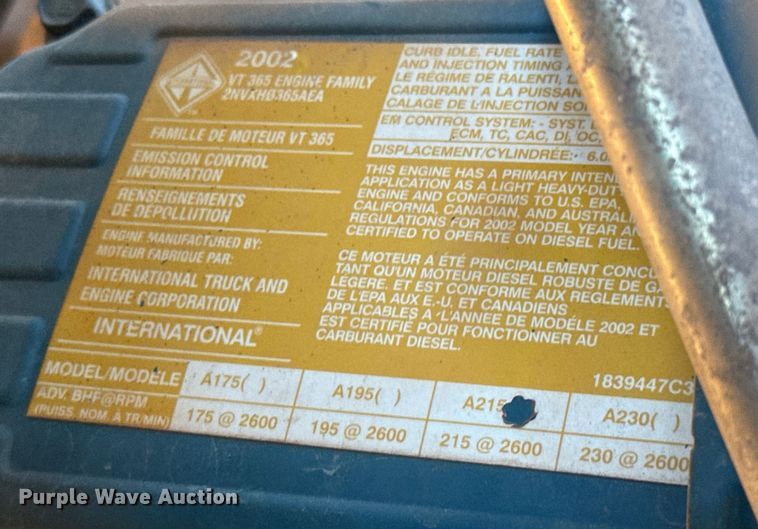 image for item ES5654 2003 International 4200 dump truck