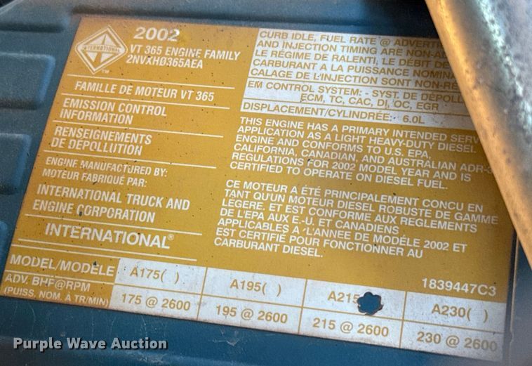 image for item ES5654 2003 International 4200 dump truck