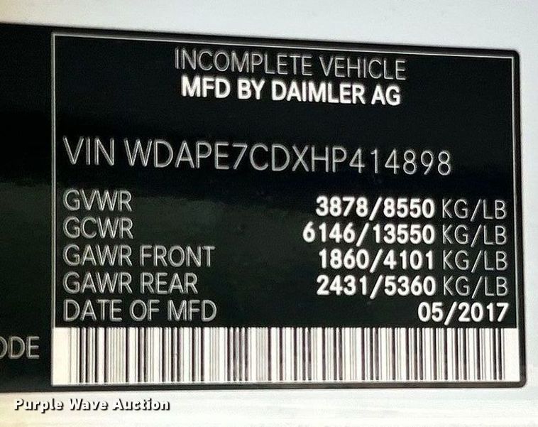 image for item ET6899 2017 Mercedes-Benz Sprinter 2500 ambulance