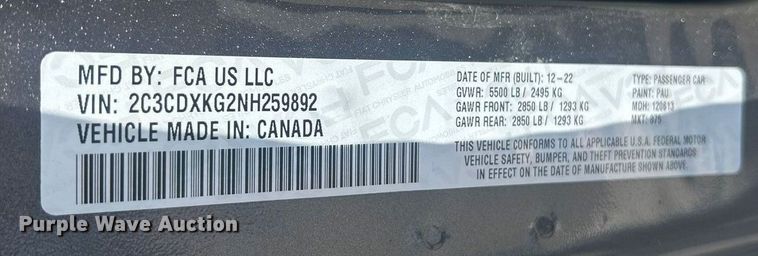 image for item ET6901 2022 Dodge Charger Police 