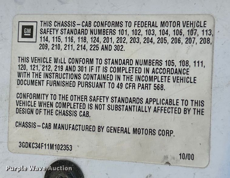 image for item ET6905 2001 GMC Sierra 3500HD SL dump bed pickup truck