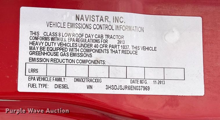 image for item ET7488 2014 International ProStar Plus 122  semi truck