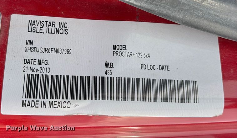 image for item ET7488 2014 International ProStar Plus 122  semi truck