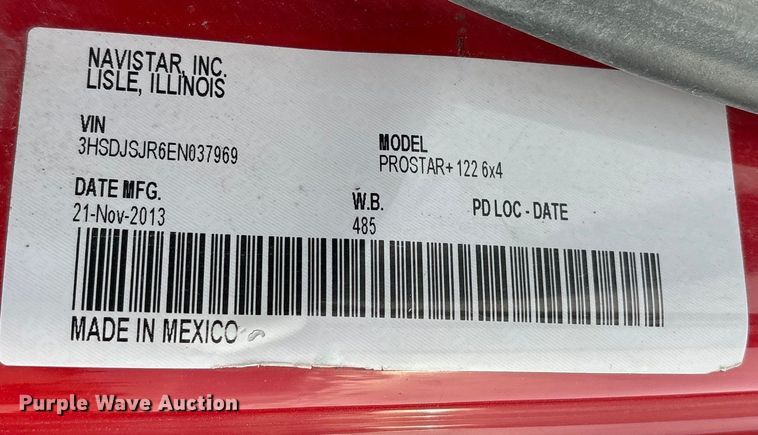 image for item ET7488 2014 International ProStar Plus 122  semi truck