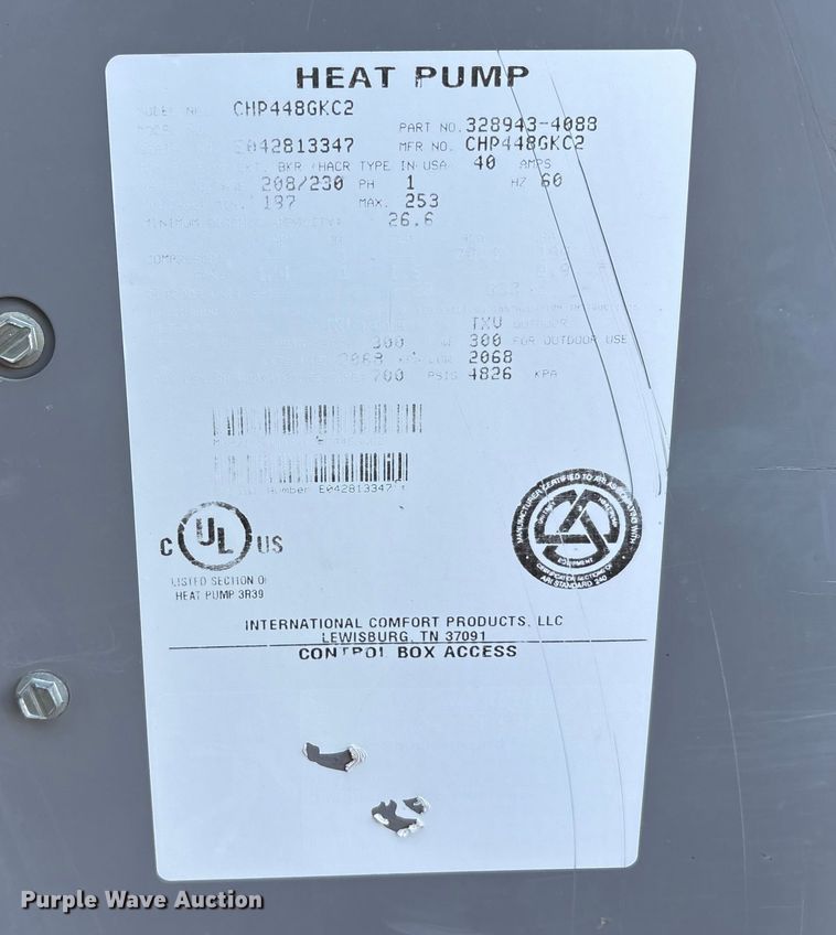 image for item EU4819 International comfort products CHP448GKC2 AC unit