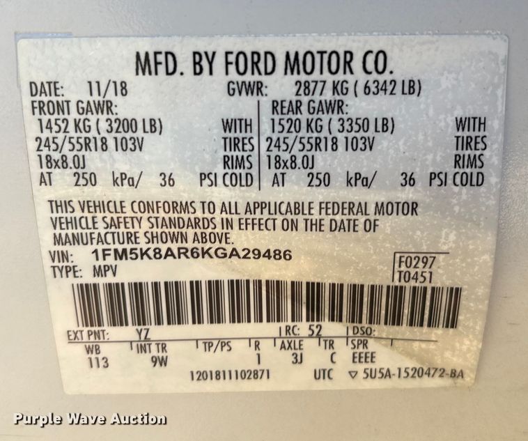 image for item EV2599 2019 Ford Explorer Police Interceptor SUV