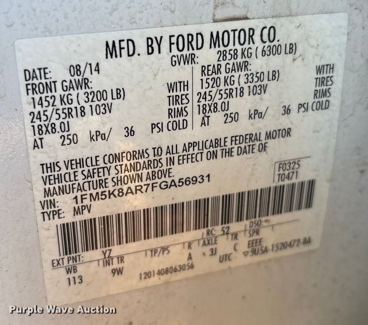 image for item EV2604 2015 Ford Explorer Police Interceptor SUV