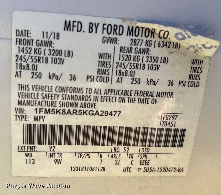 image for item EV2605 2019 Ford Explorer Police Interceptor SUV