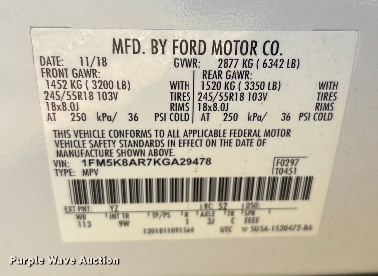 image for item EV2607 2019 Ford Explorer Police Interceptor SUV