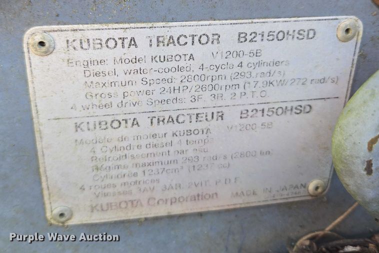 image for item EV2617 Kubota B2150 MFWD tractor