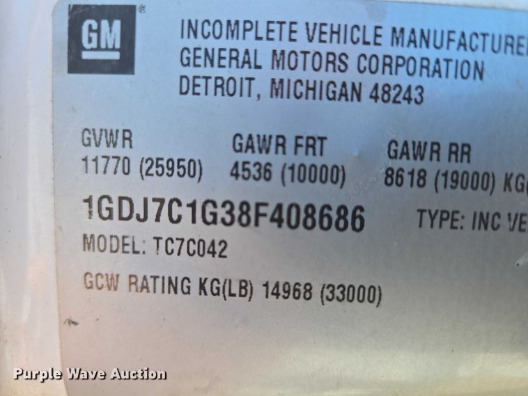 image for item EV2623 2008 GMC C7 dump truck