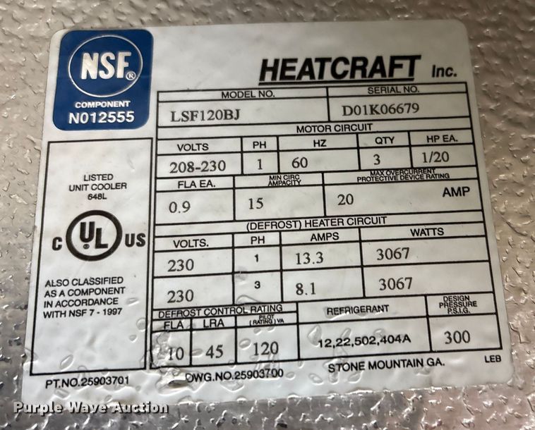 image for item EV2640 Heatcraft LSF120BJ walk in freezer